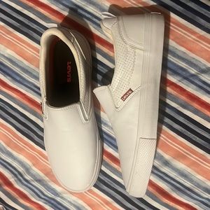 White Levi’s Slop on shoes